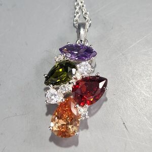 Dare to Dazzle Pendant Necklace by AVON w Chain Stunning Sparkle Bright Colorful